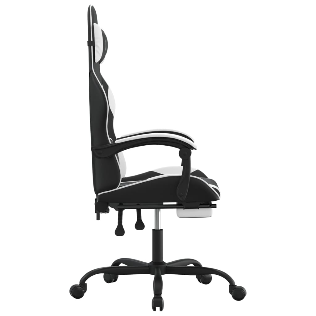 Chaise de jeu pivotante et repose-pied Noir et blanc Similicuir - XIOS
