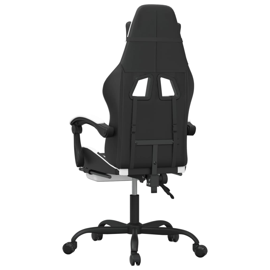 Chaise de jeu pivotante et repose-pied Noir et blanc Similicuir - XIOS