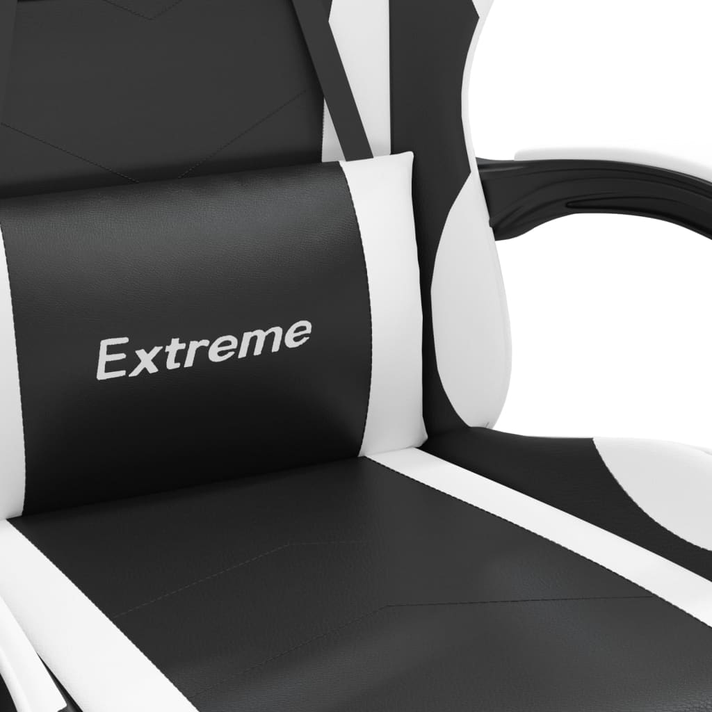 Chaise de jeu pivotante et repose-pied Noir et blanc Similicuir - XIOS
