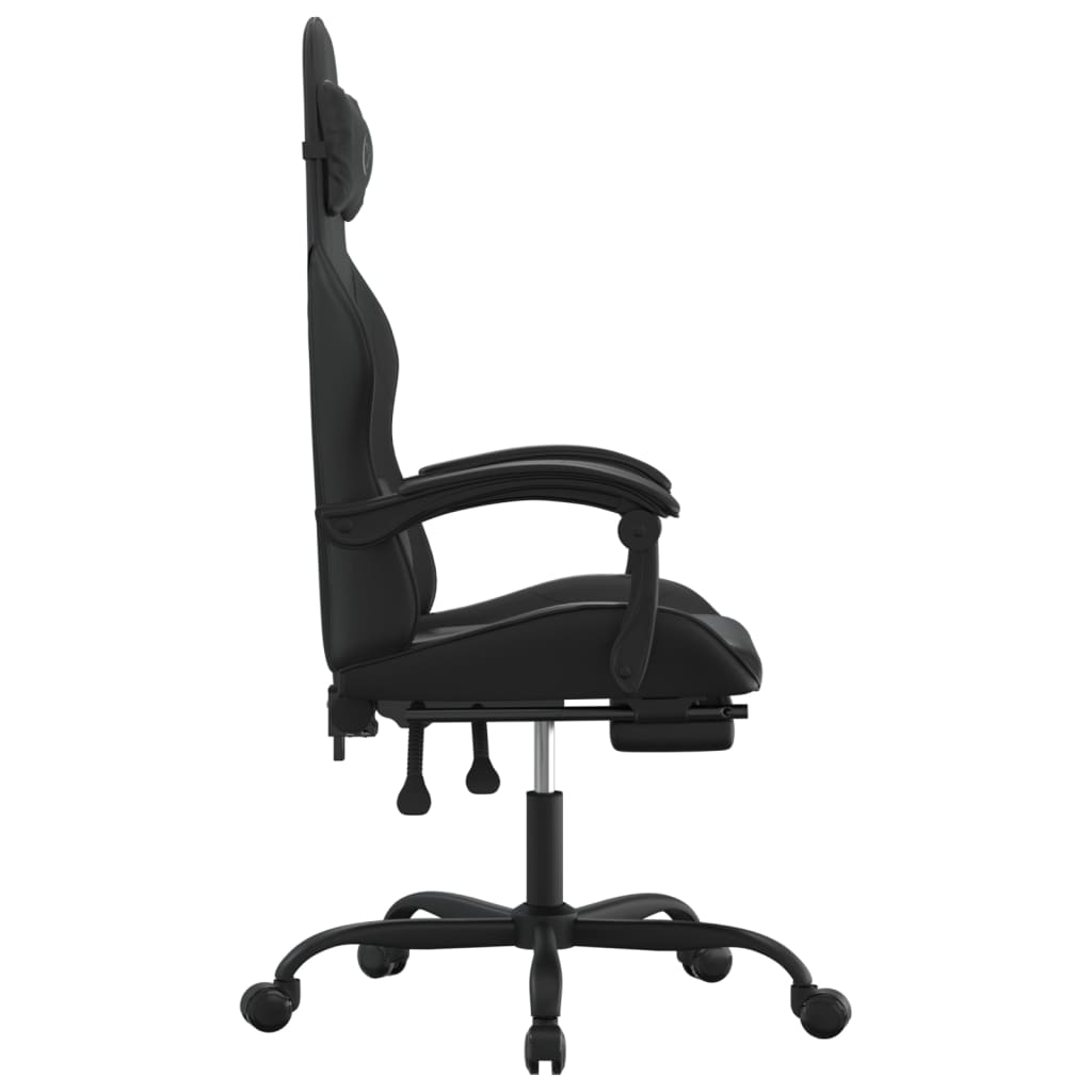 Chaise de jeu pivotante avec repose-pied Noir Similicuir - XIOS