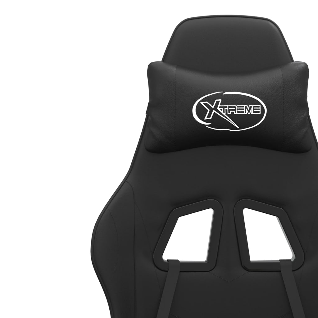 Chaise de jeu pivotante avec repose-pied Noir Similicuir - XIOS