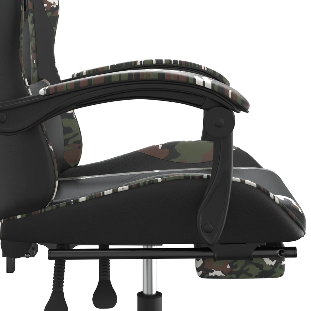 Chaise de jeu pivotante repose-pied Noir camouflage Similicuir - XIOS