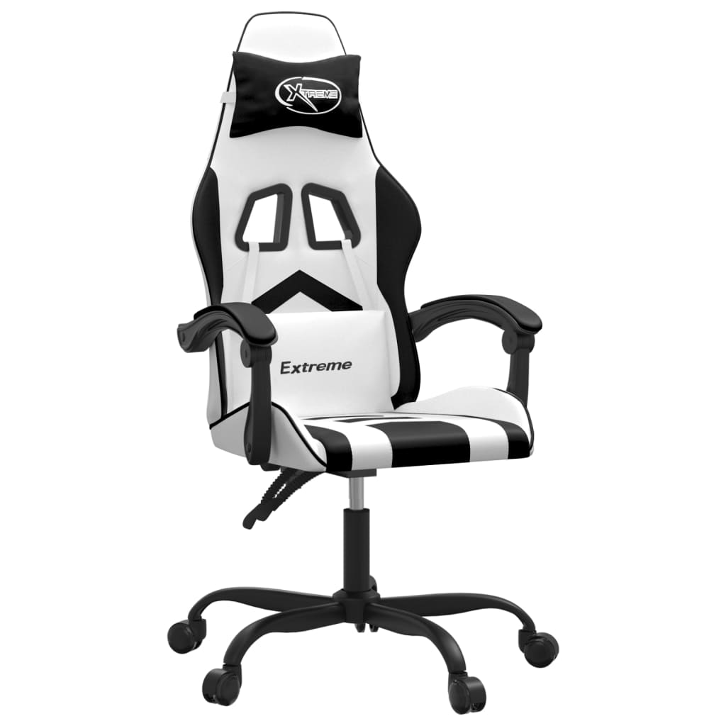 Chaise de jeu pivotante Blanc et noir Similicuir - XIOS