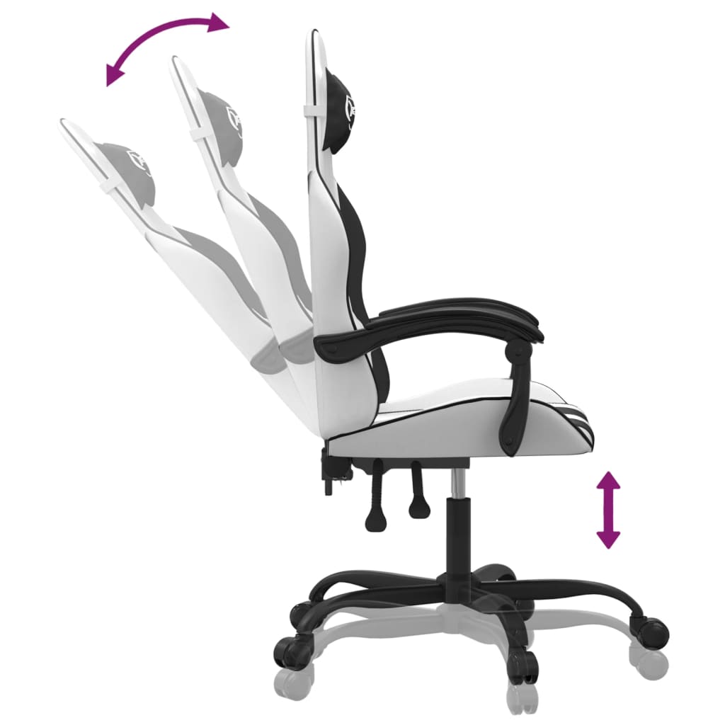 Chaise de jeu pivotante Blanc et noir Similicuir - XIOS