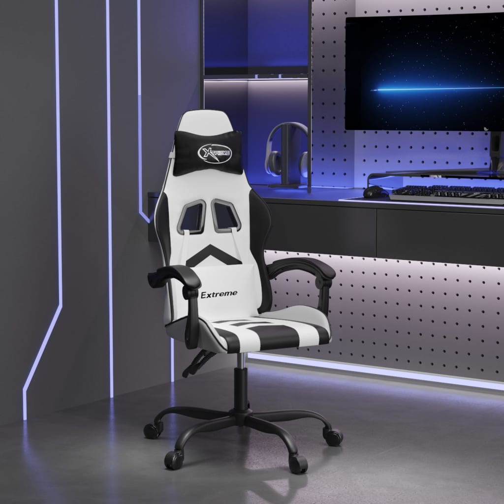 Chaise de jeu pivotante Blanc et noir Similicuir - XIOS