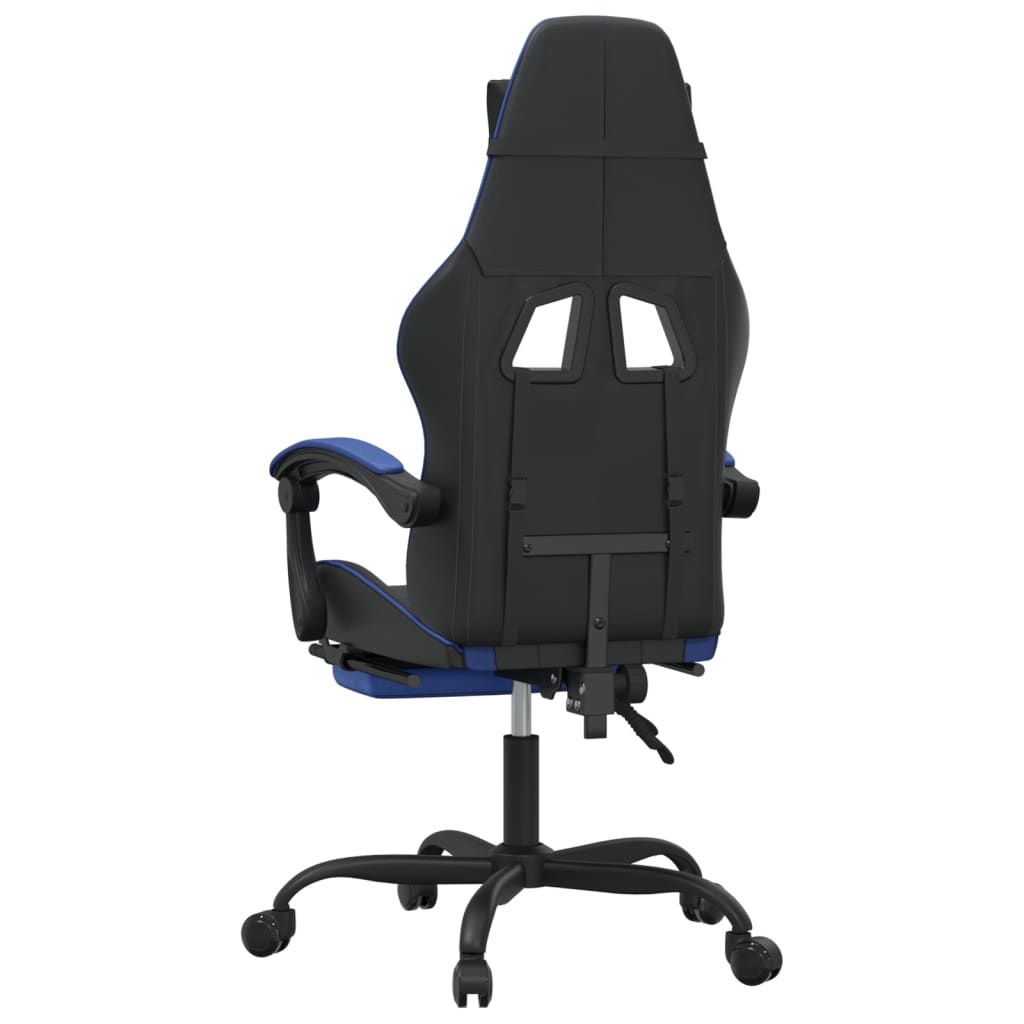 Chaise de jeu pivotante et repose-pied Noir et bleu Similicuir - XIOS