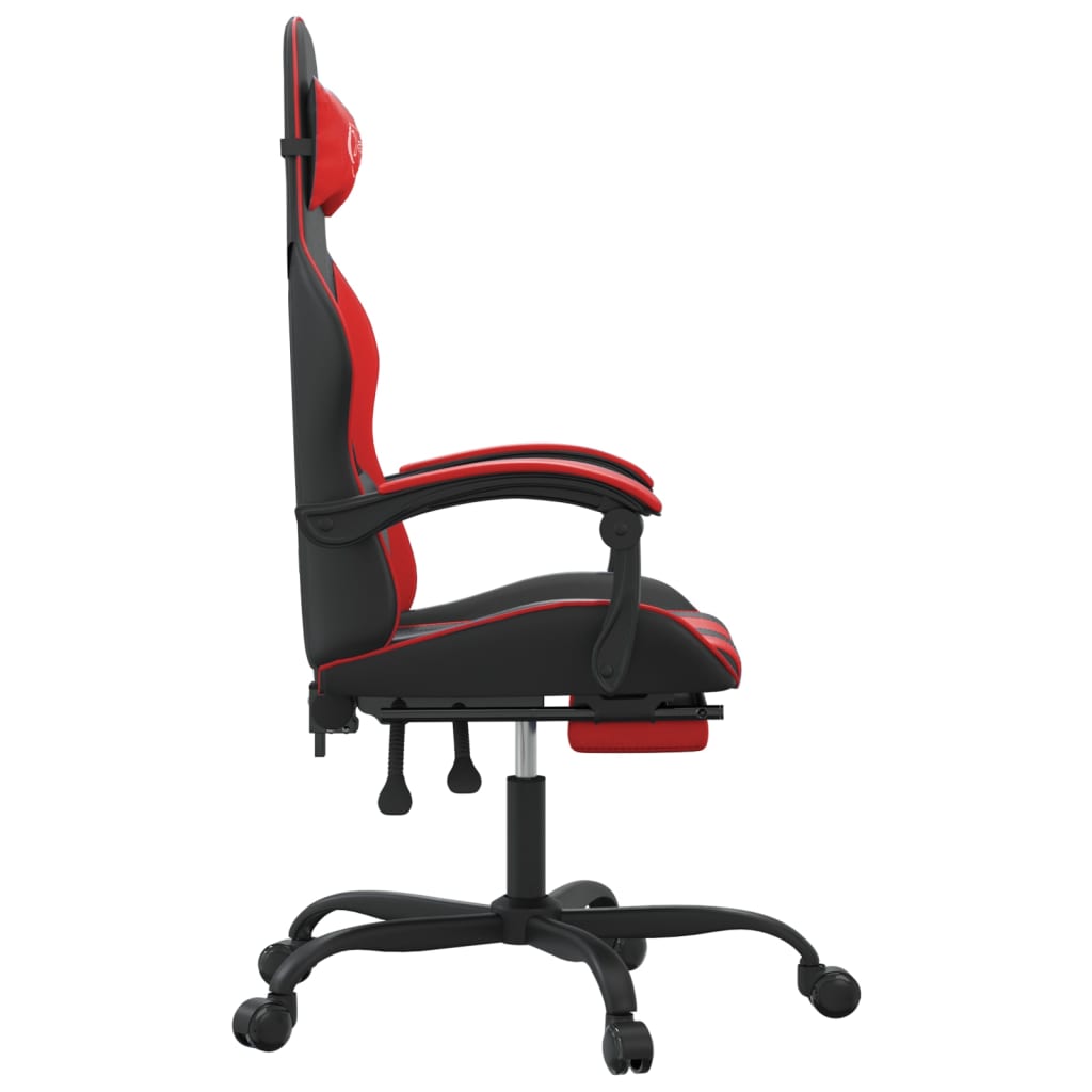 Chaise de jeu pivotante et repose-pied Noir et rouge Similicuir - XIOS