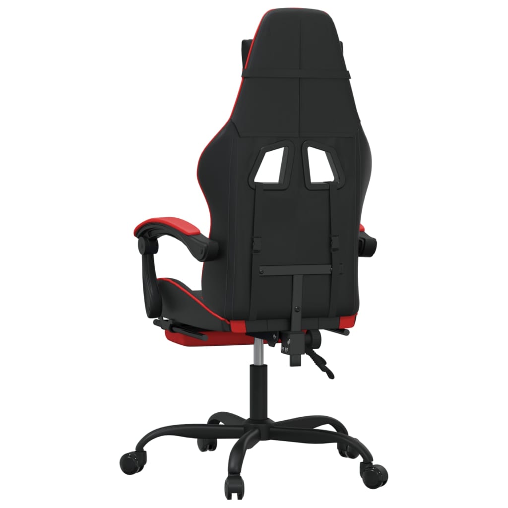 Chaise de jeu pivotante et repose-pied Noir et rouge Similicuir - XIOS