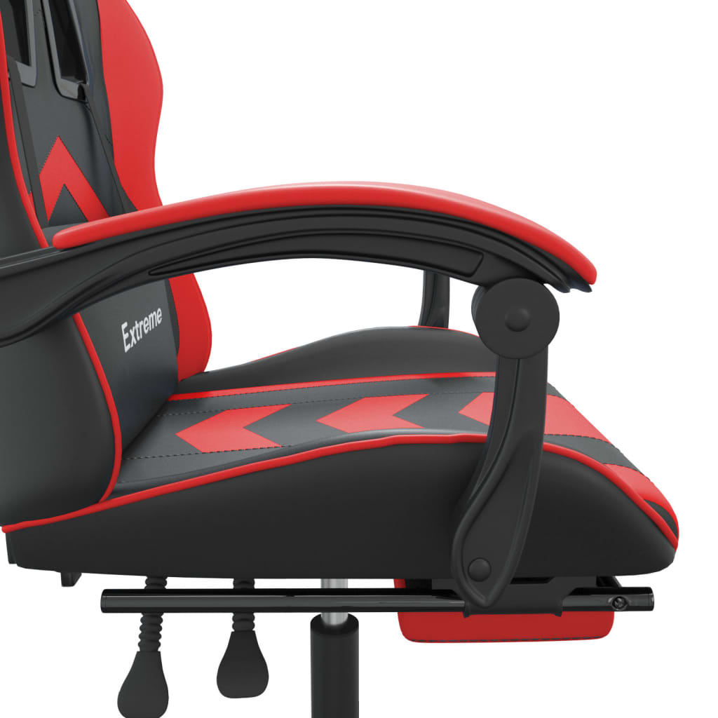 Chaise de jeu pivotante et repose-pied Noir et rouge Similicuir - XIOS