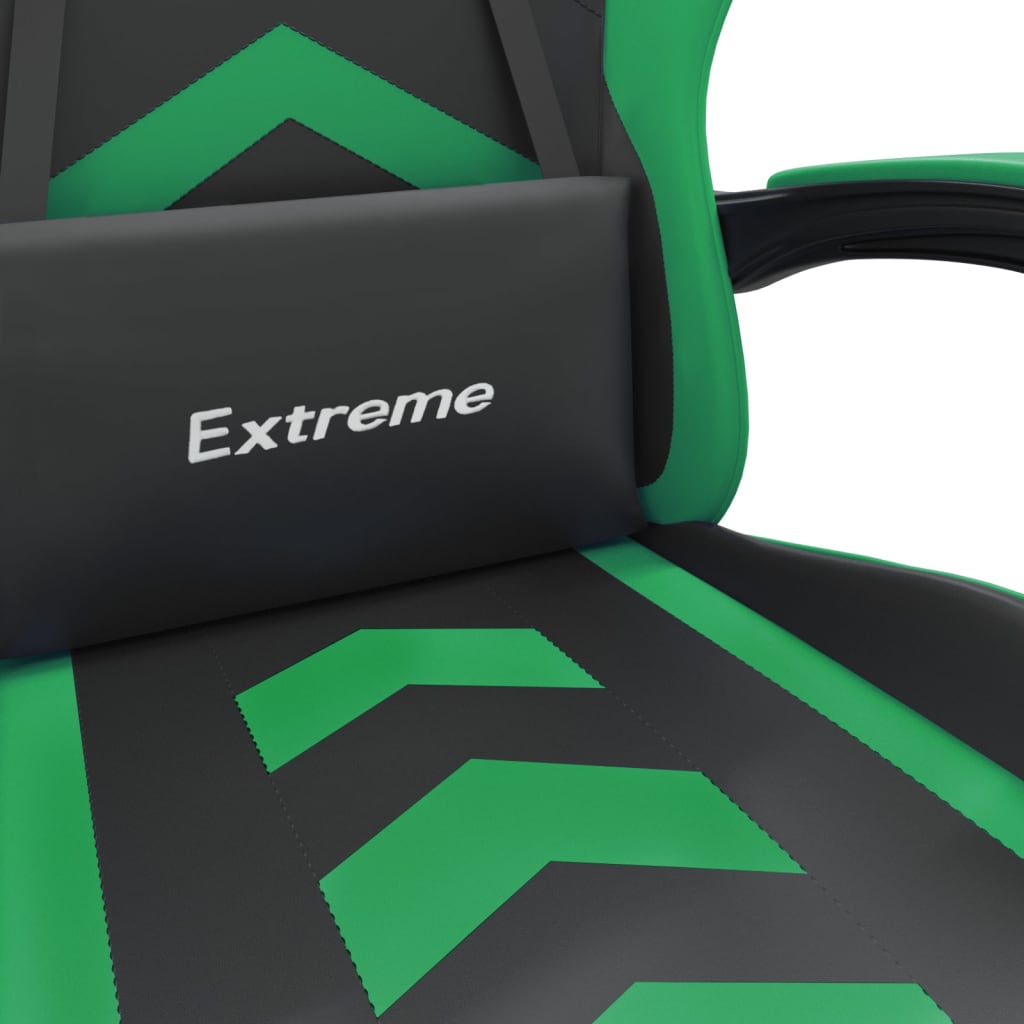 Chaise de jeu pivotante et repose-pied Noir et vert Similicuir - XIOS