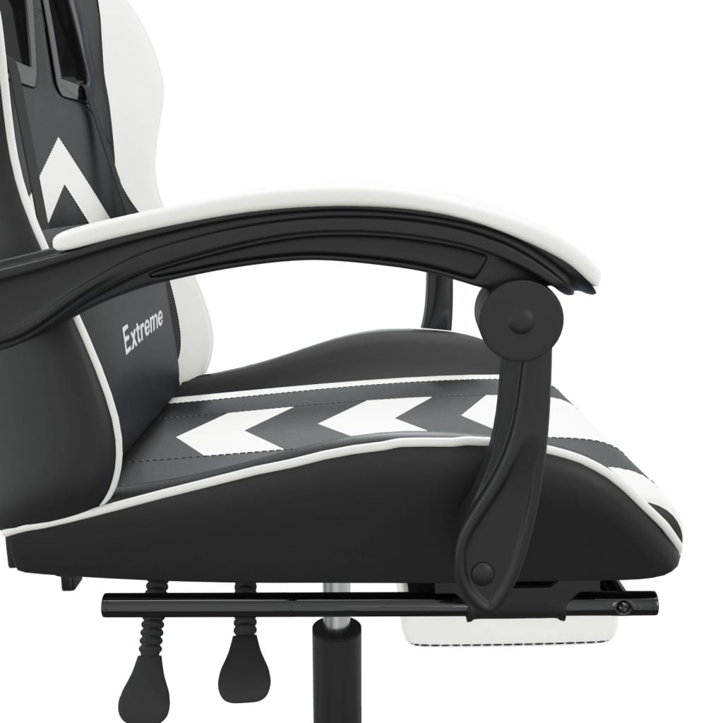 Chaise de jeu pivotante et repose-pied Noir et blanc Similicuir - XIOS