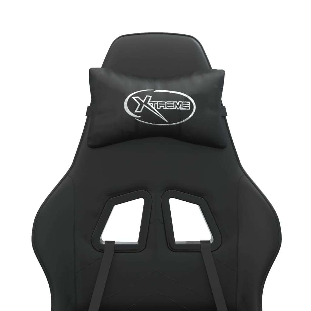 Chaise de jeu pivotante avec repose-pied Noir Similicuir - XIOS