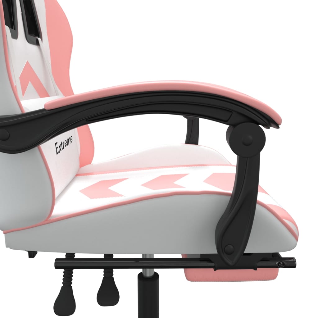 Chaise de jeu pivotante et repose-pied Blanc et rose Similicuir - XIOS