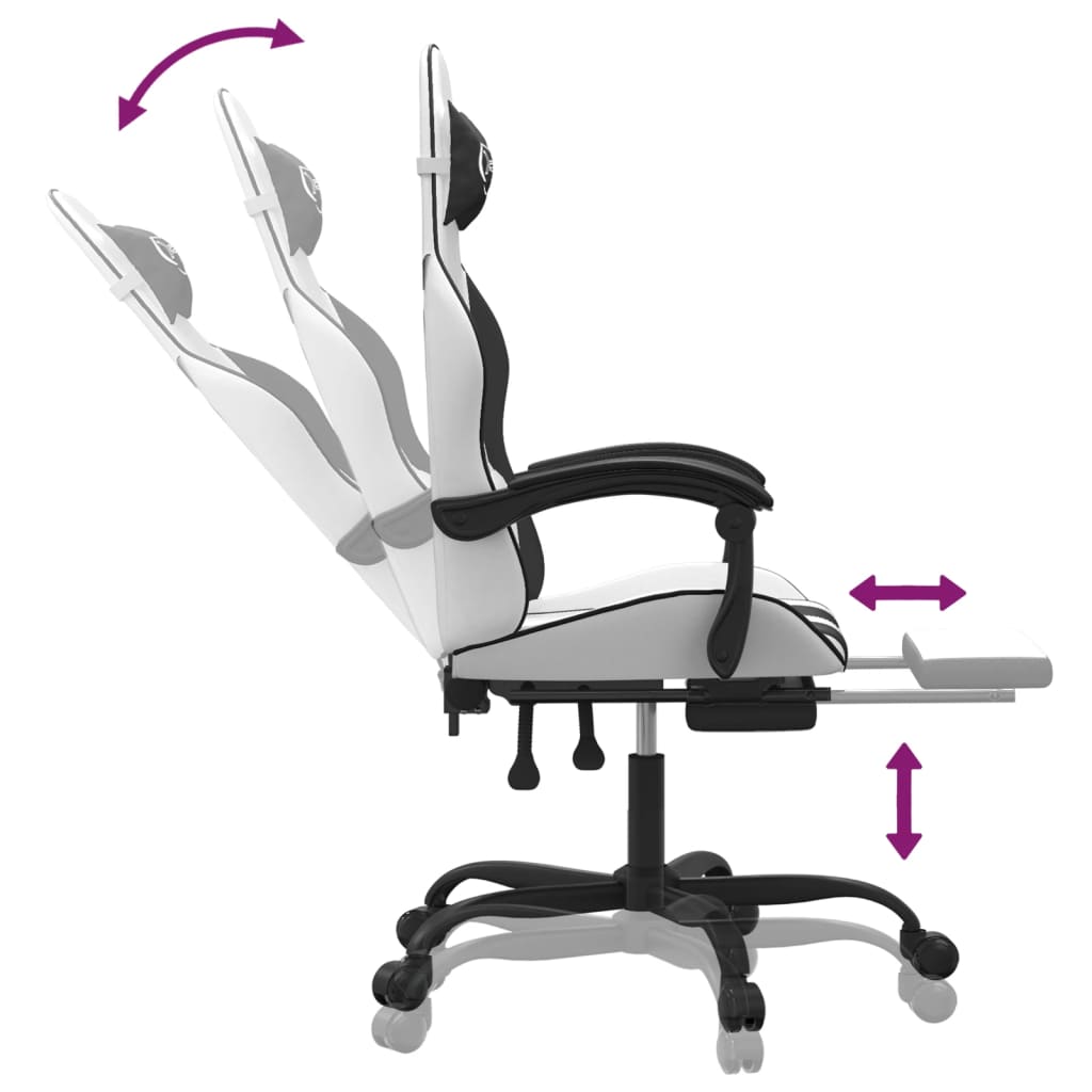 Chaise de jeu pivotante et repose-pied Blanc et rose Similicuir - XIOS