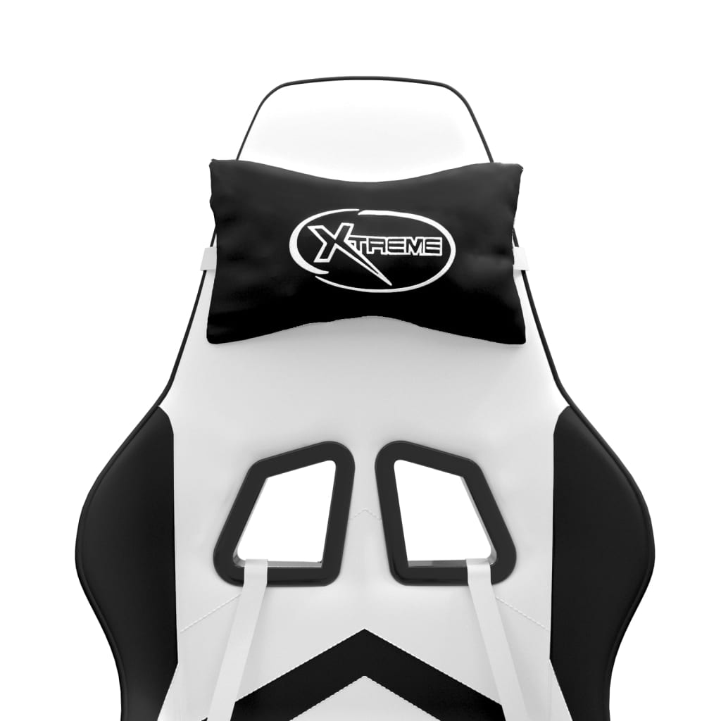 Chaise de jeu pivotante et repose-pied Blanc et noir Similicuir - XIOS