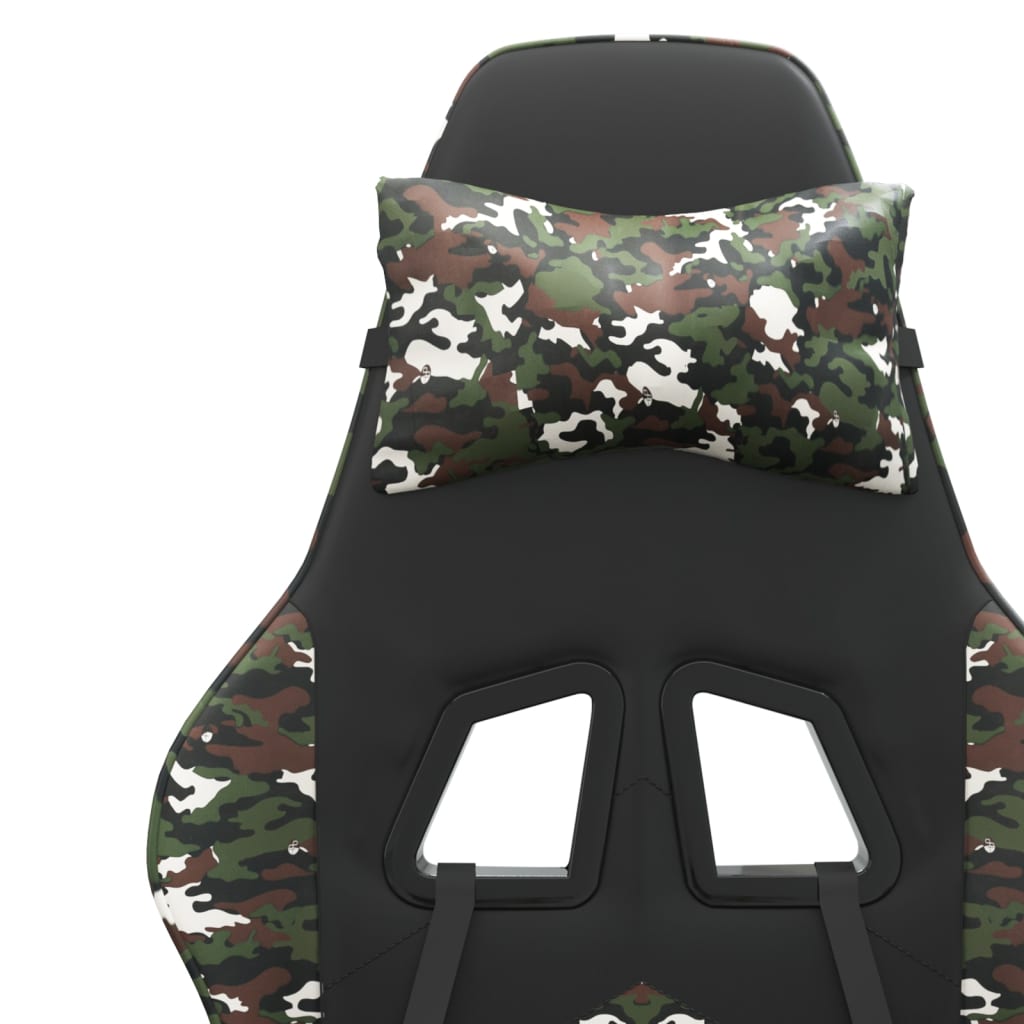 Chaise de jeu pivotante repose-pied Noir camouflage Similicuir - XIOS