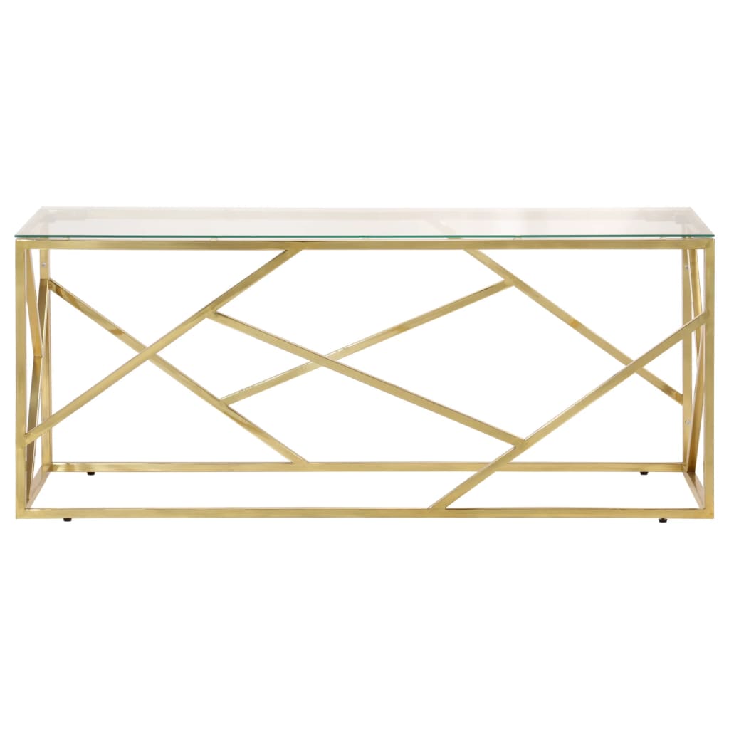 Table basse doré acier inoxydable et verre trempé - XIOS