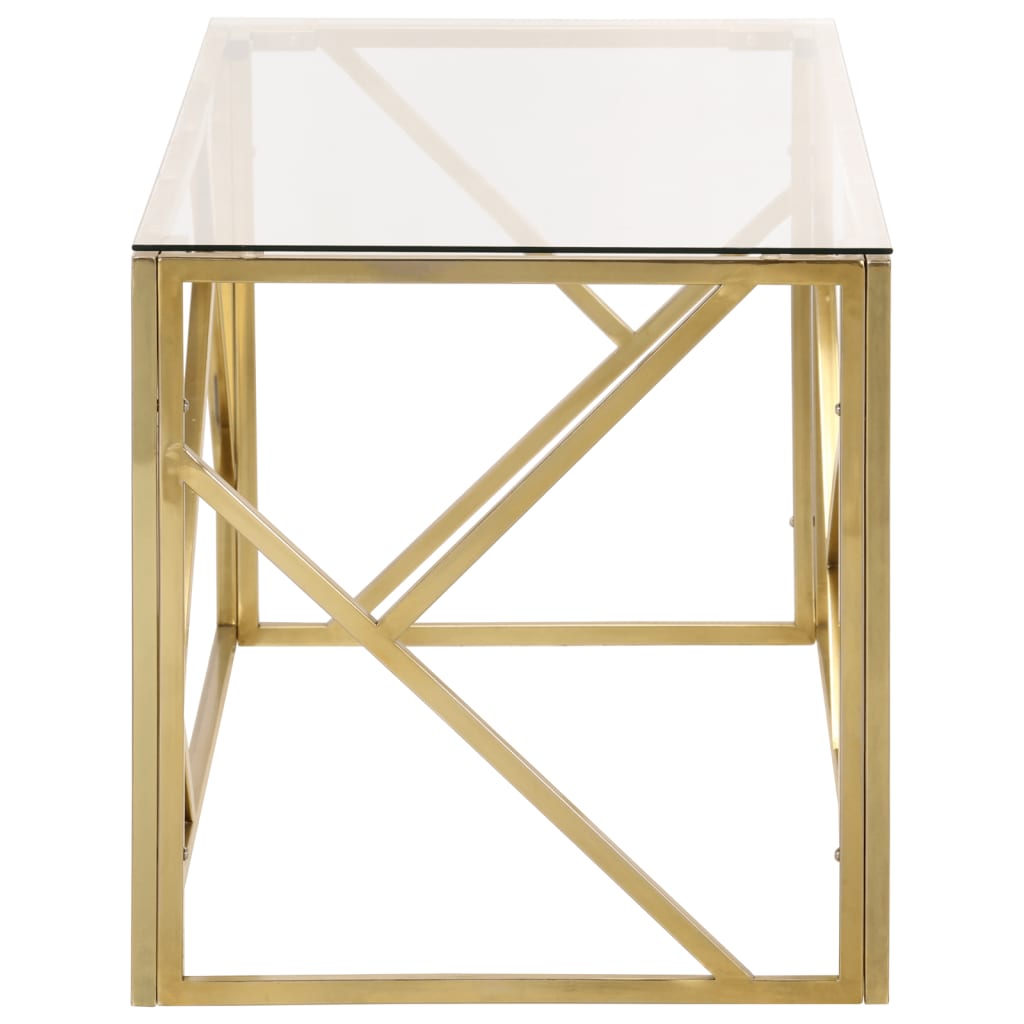 Table basse doré acier inoxydable et verre trempé - XIOS