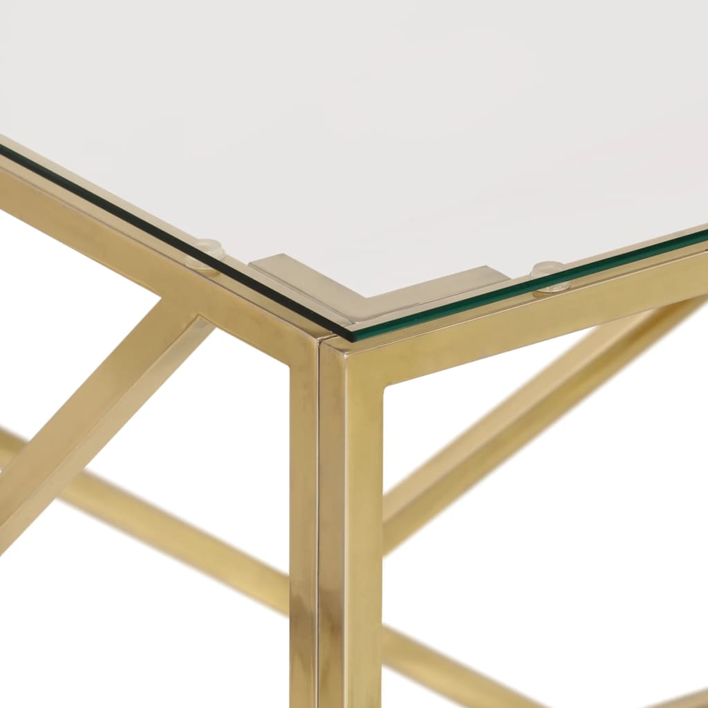 Table basse doré acier inoxydable et verre trempé - XIOS