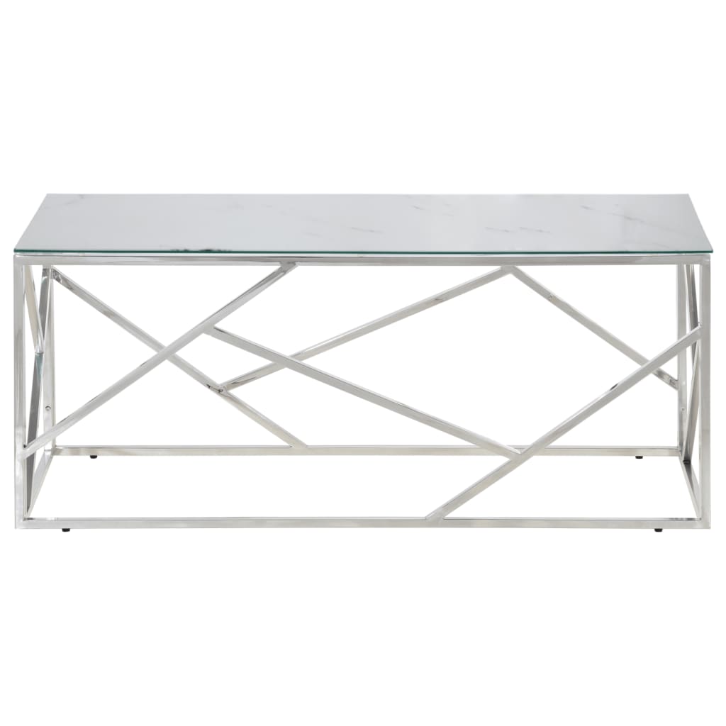 Table basse argenté acier inoxydable et verre trempé Tables basses vidaXL
