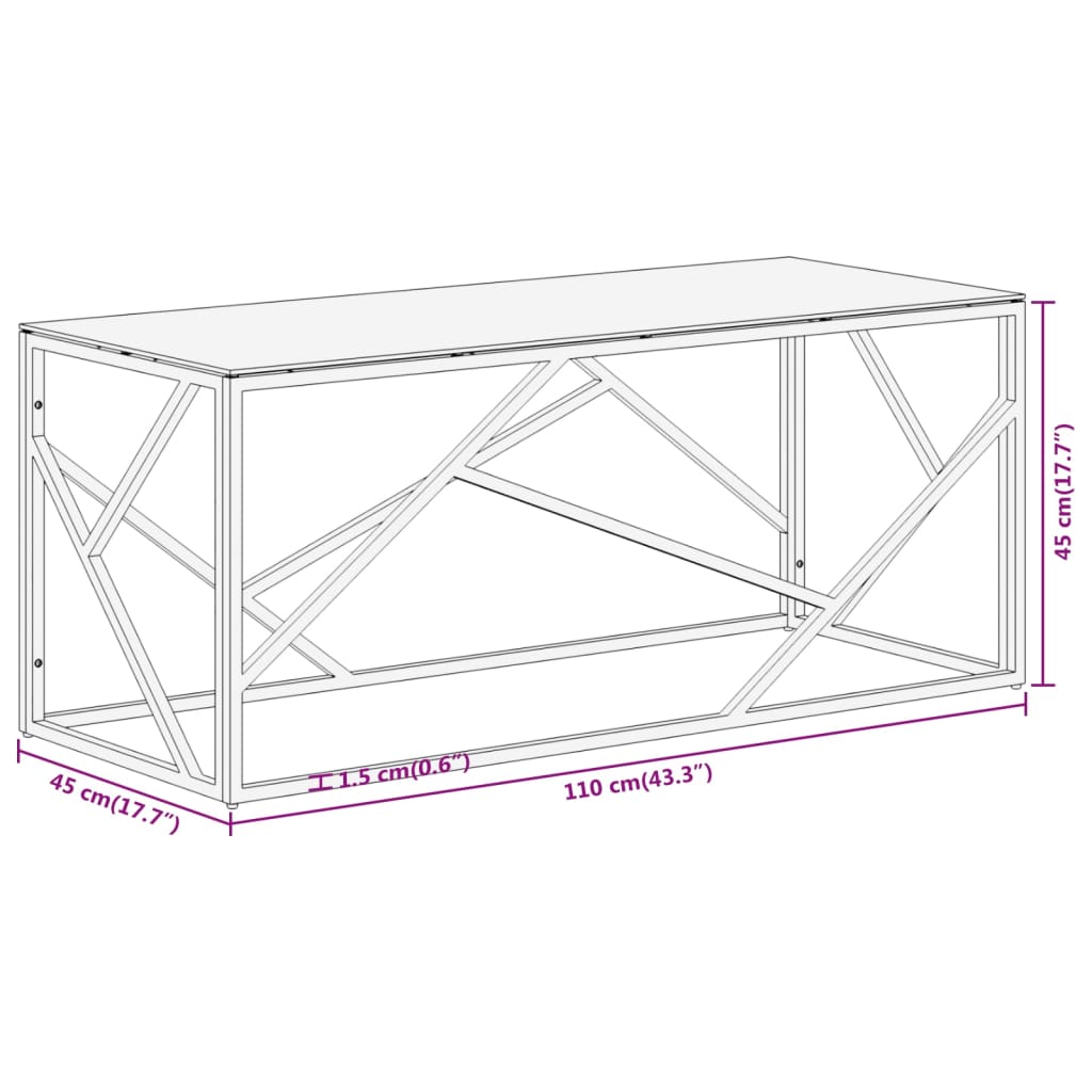 Table basse argenté acier inoxydable et verre trempé Tables basses vidaXL