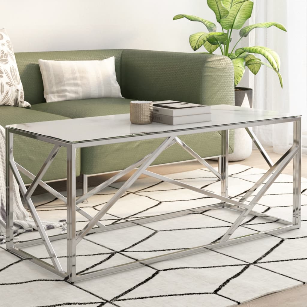 Table basse argenté acier inoxydable et verre trempé Tables basses vidaXL