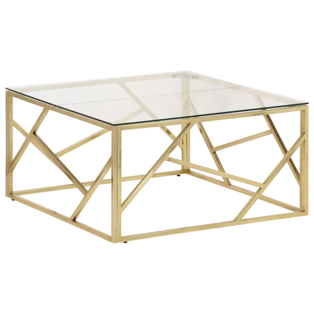 Table basse doré acier inoxydable et verre trempé - XIOS