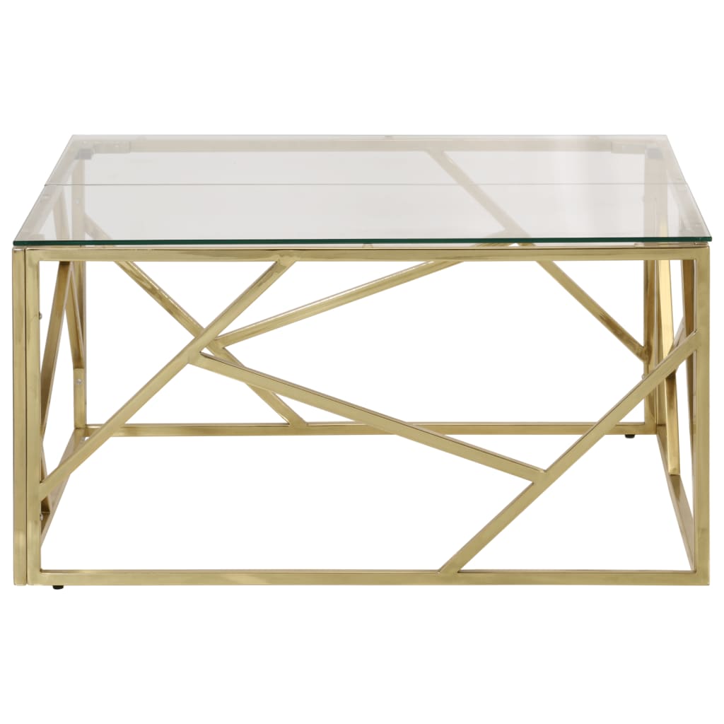 Table basse doré acier inoxydable et verre trempé - XIOS