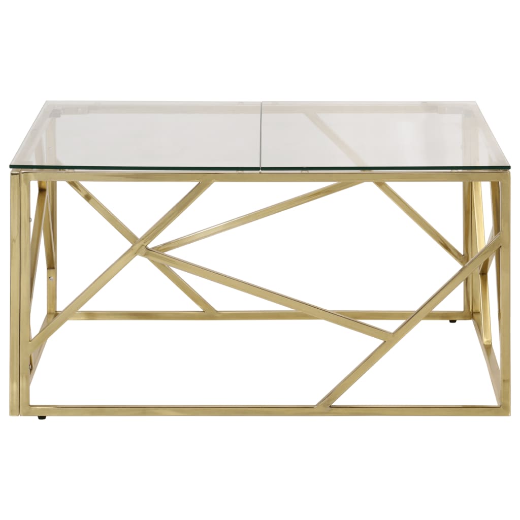Table basse doré acier inoxydable et verre trempé - XIOS
