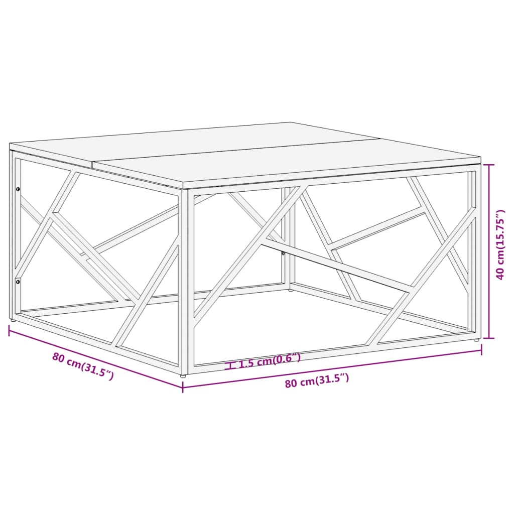 Table basse doré acier inoxydable et bois de mélèze massif Tables basses vidaXL