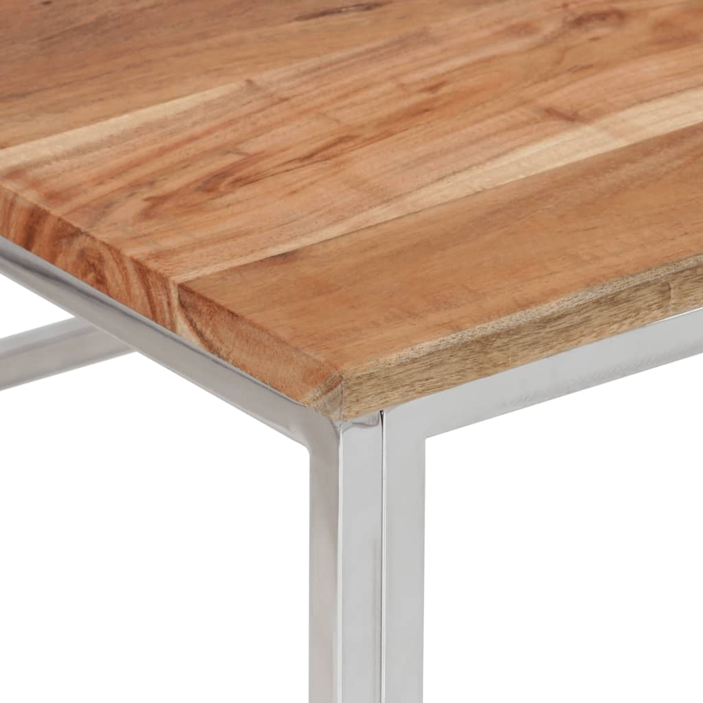 Table basse argenté acier inoxydable et bois massif d'acacia - XIOS