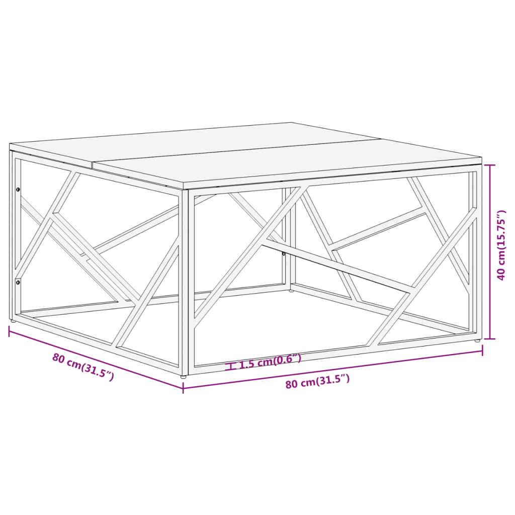 Table basse argenté acier inoxydable et bois massif d'acacia - XIOS