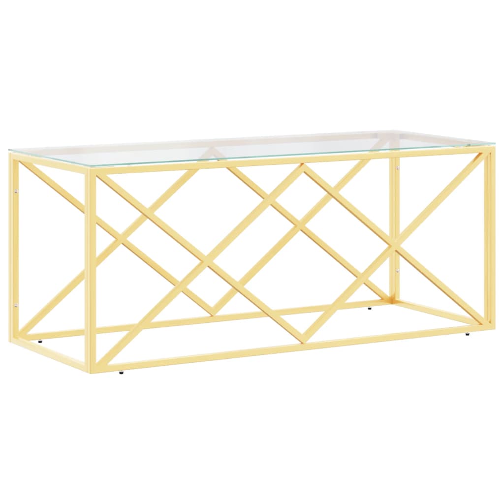 Table basse 110x45x45 cm acier inoxydable et verre - XIOS