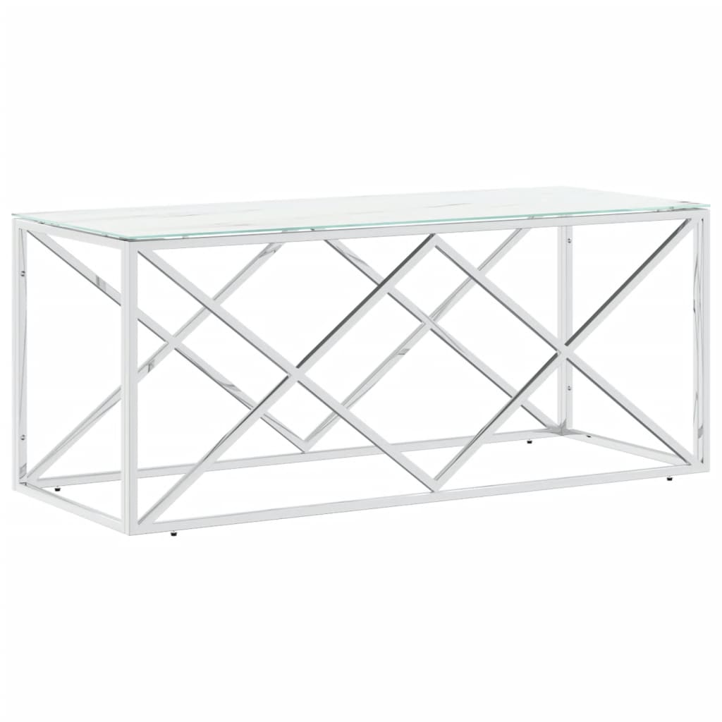 Table basse 110x45x45 cm acier inoxydable et verre - XIOS