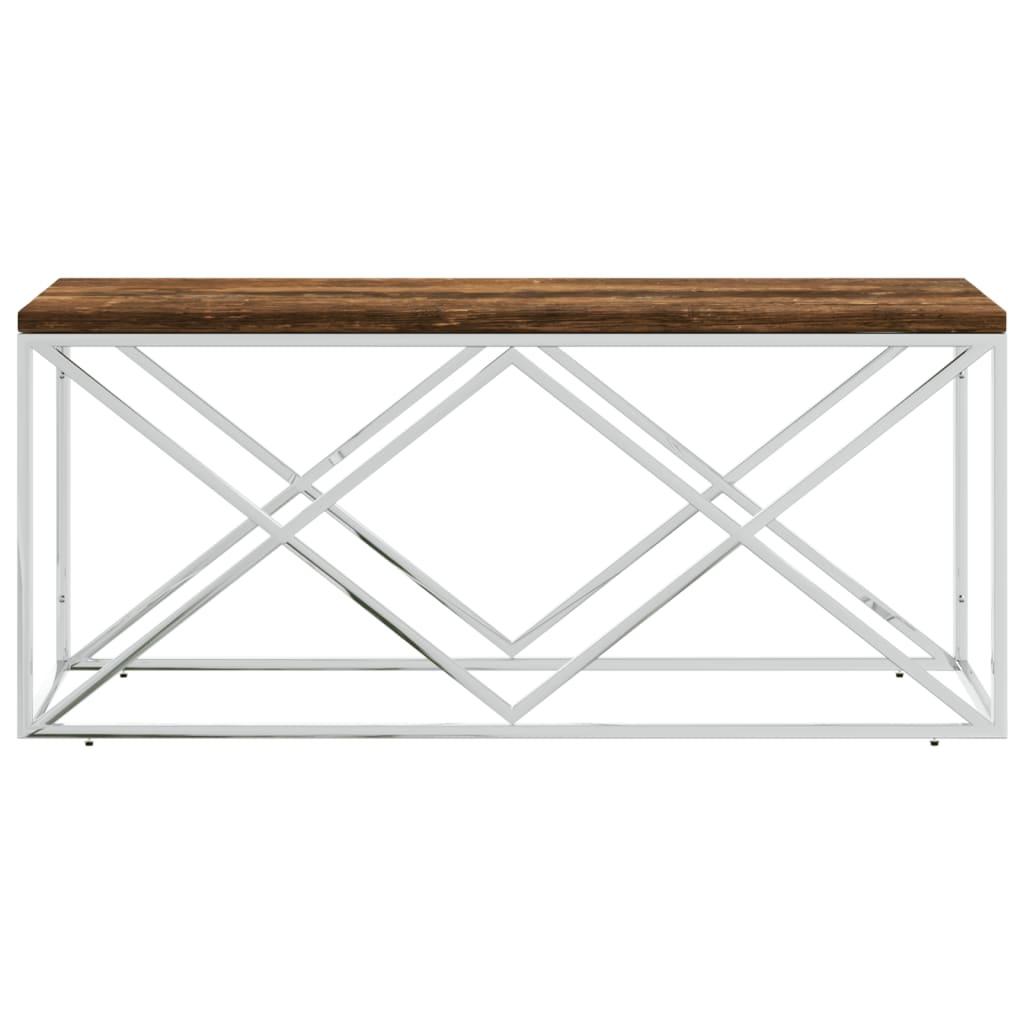 Table basse acier inoxydable et bois massif de récupération - XIOS