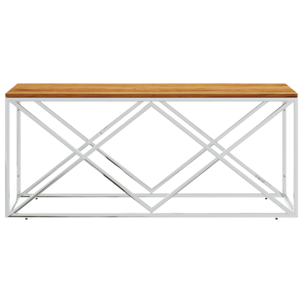 Table basse acier inoxydable et bois massif d'acacia - XIOS