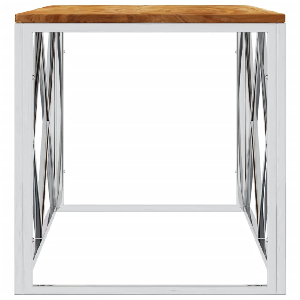 Table basse acier inoxydable et bois massif d'acacia - XIOS