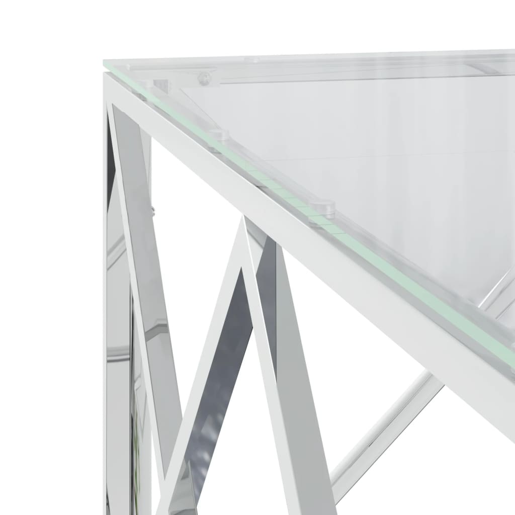 Table basse 80x80x40 cm acier inoxydable et verre - XIOS