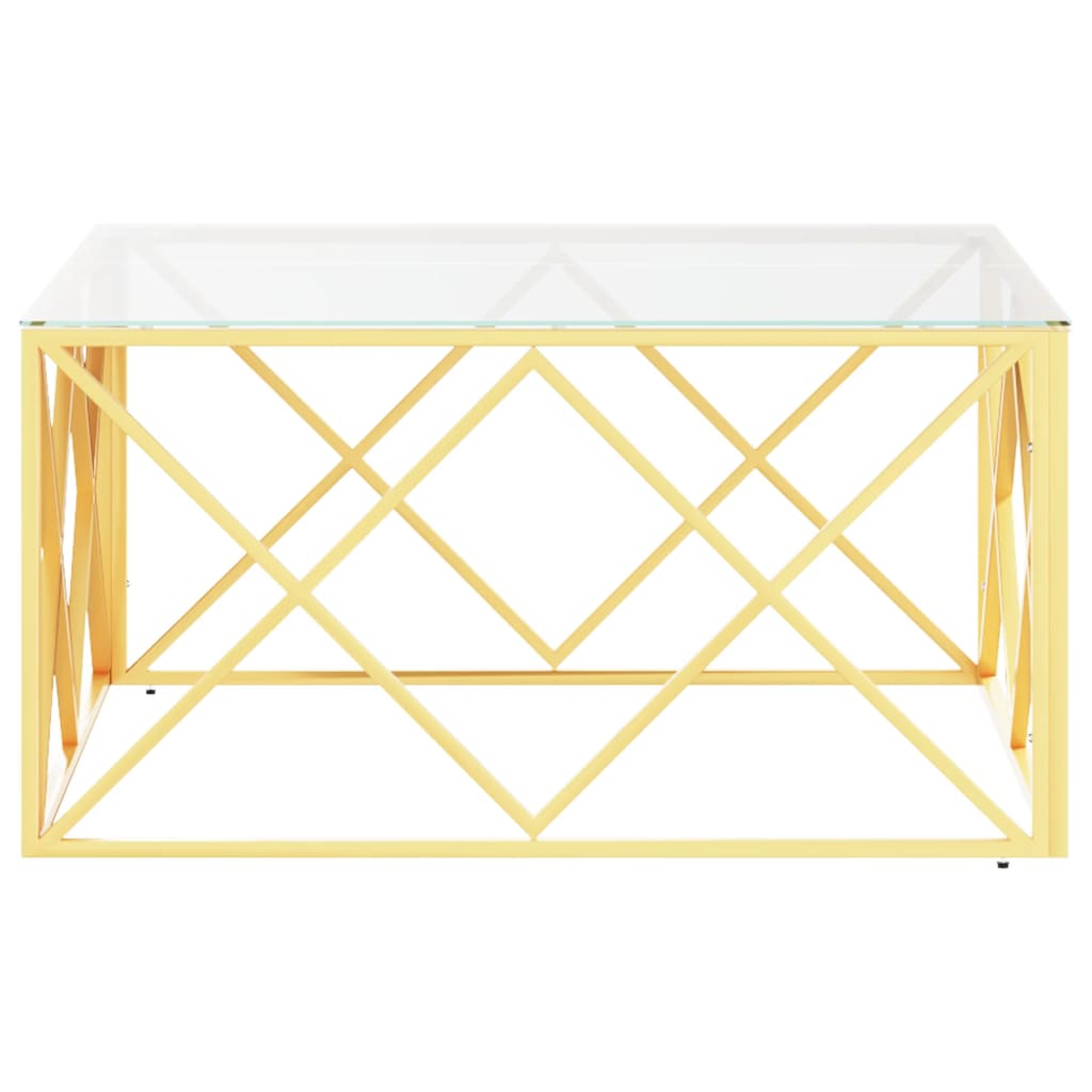 Table basse 80x80x40 cm acier inoxydable et verre - XIOS