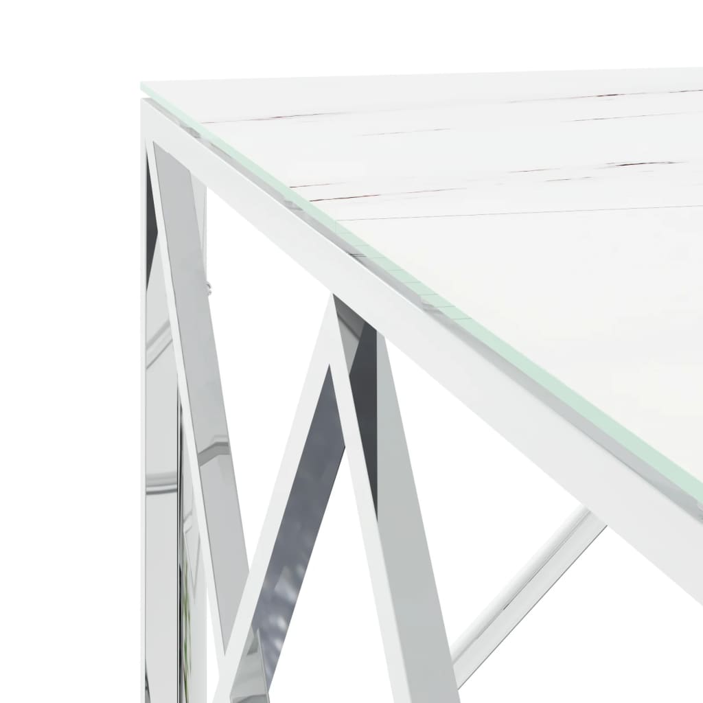 Table basse argenté 80x80x40 cm acier inoxydable et verre - XIOS