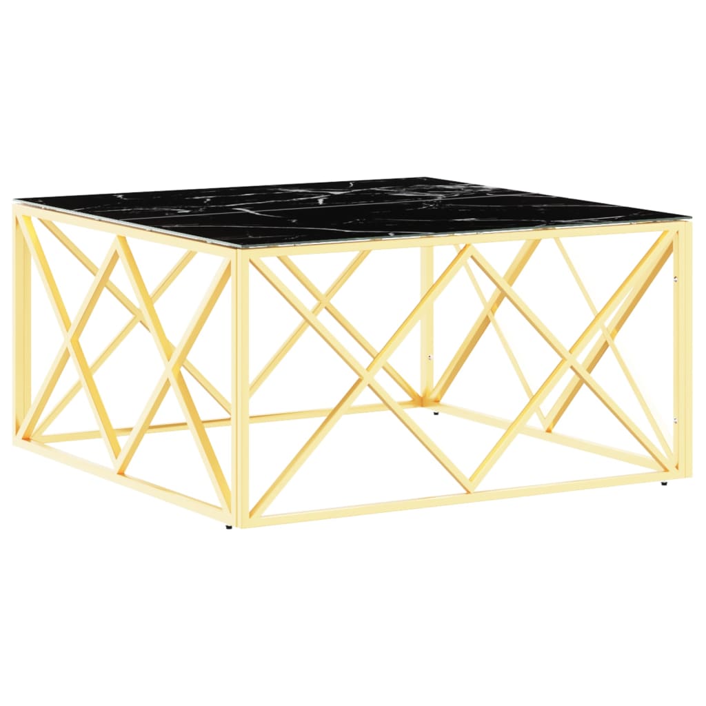 Table basse doré 80x80x40 cm acier inoxydable et verre - XIOS