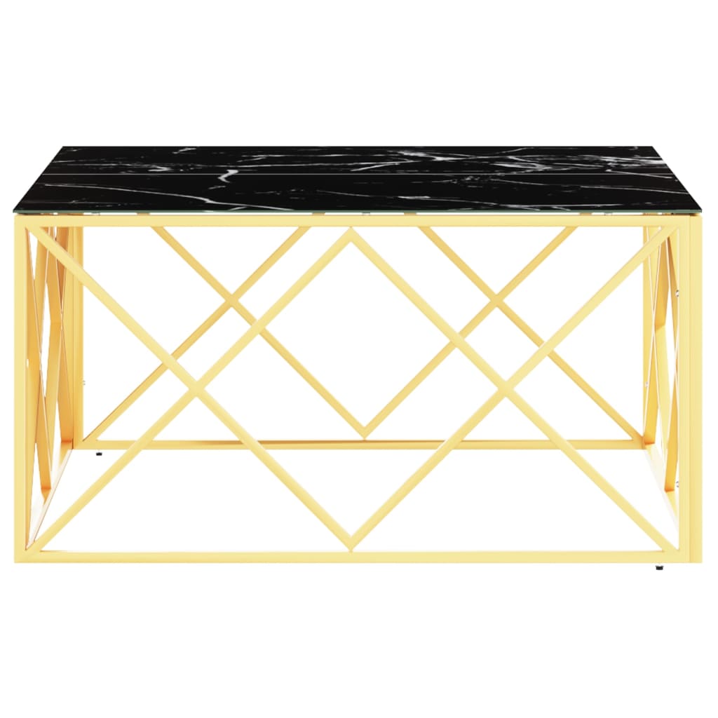 Table basse doré 80x80x40 cm acier inoxydable et verre - XIOS