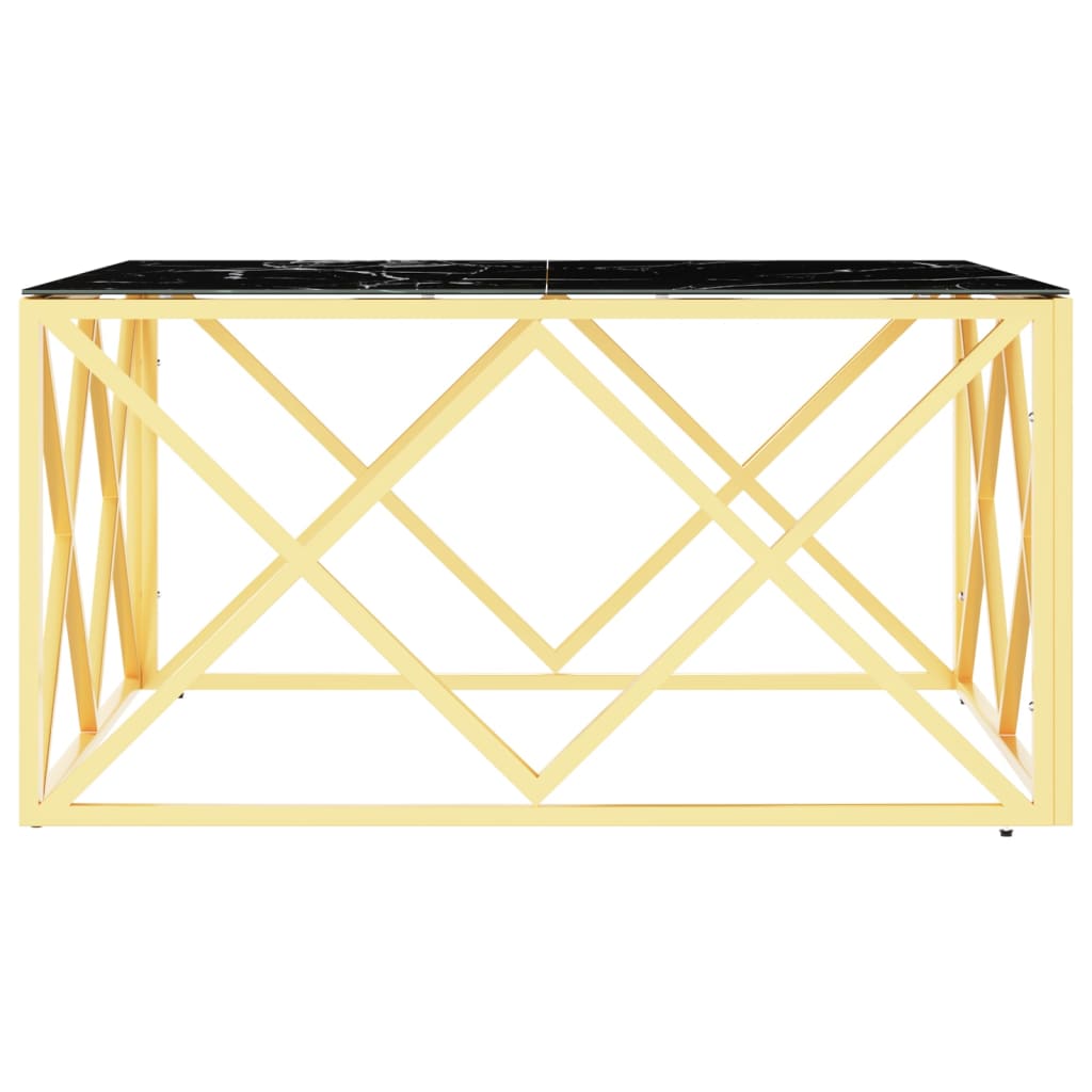 Table basse doré 80x80x40 cm acier inoxydable et verre - XIOS
