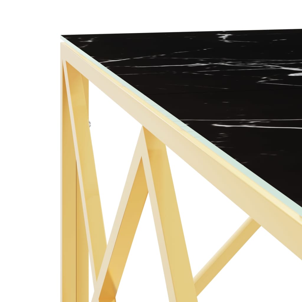 Table basse doré 80x80x40 cm acier inoxydable et verre - XIOS