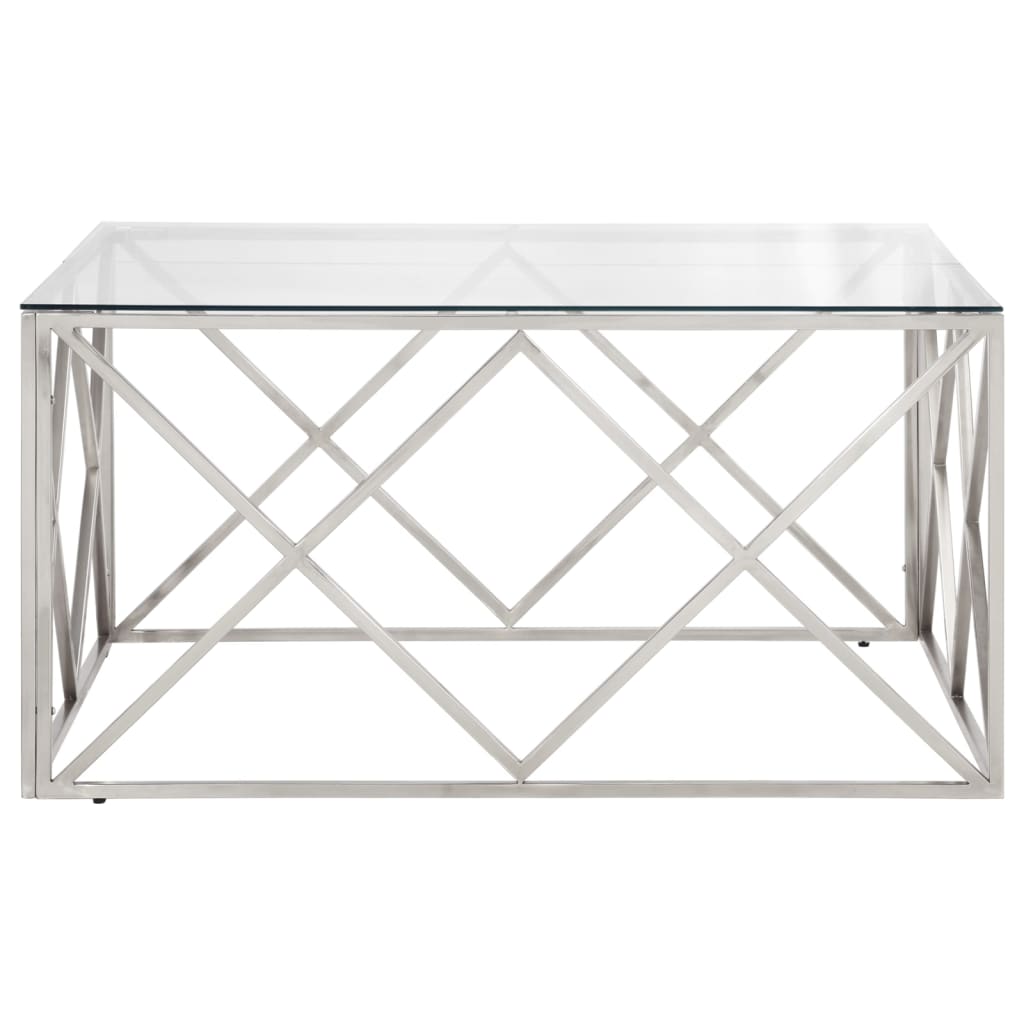 Table basse argenté acier inoxydable et verre trempé Tables basses vidaXL