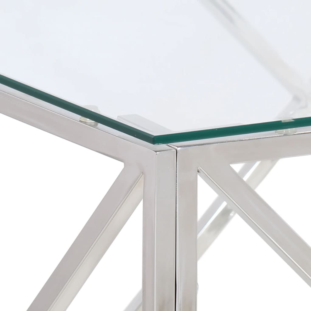 Table basse argenté acier inoxydable et verre trempé Tables basses vidaXL