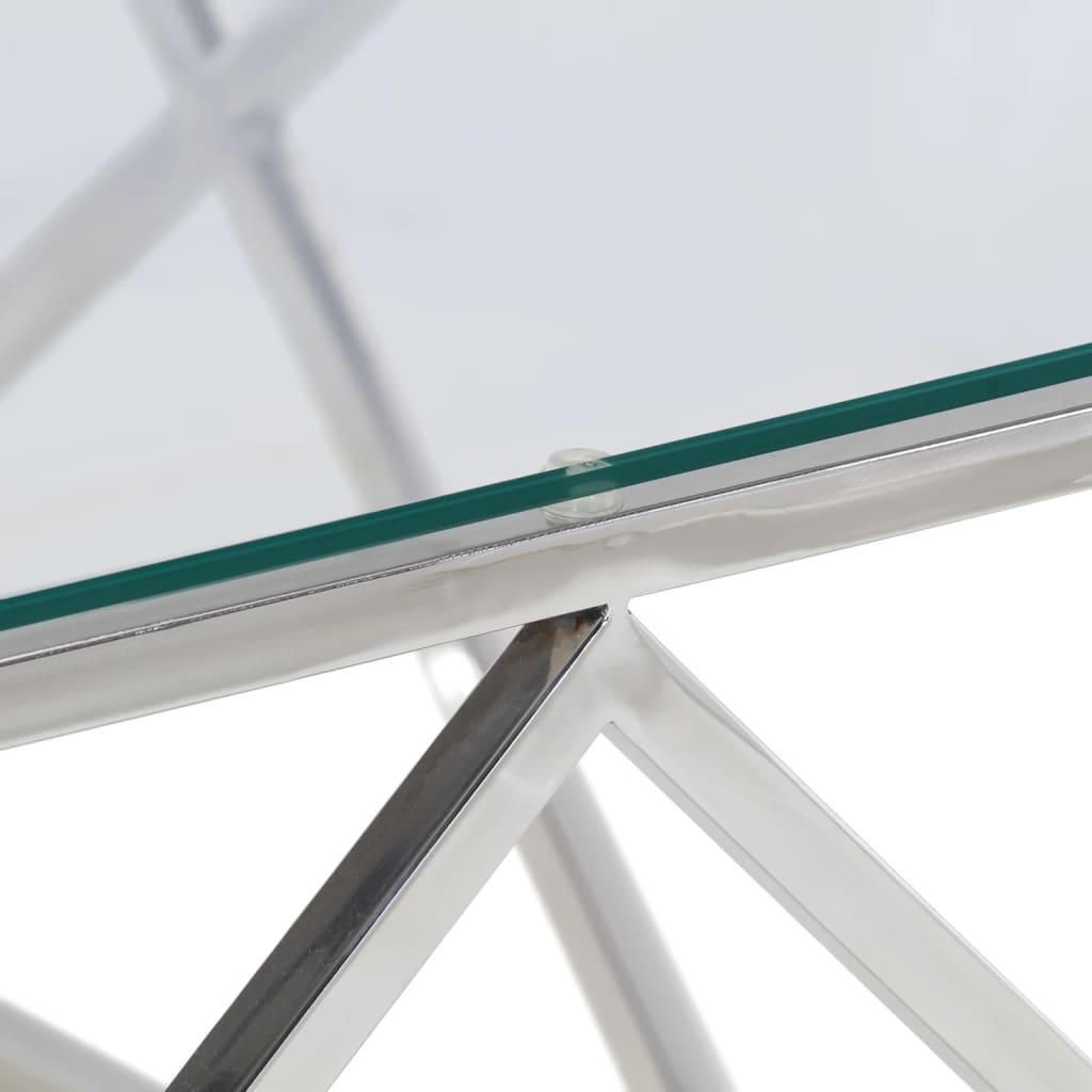 Table basse argenté acier inoxydable et verre trempé Tables basses vidaXL