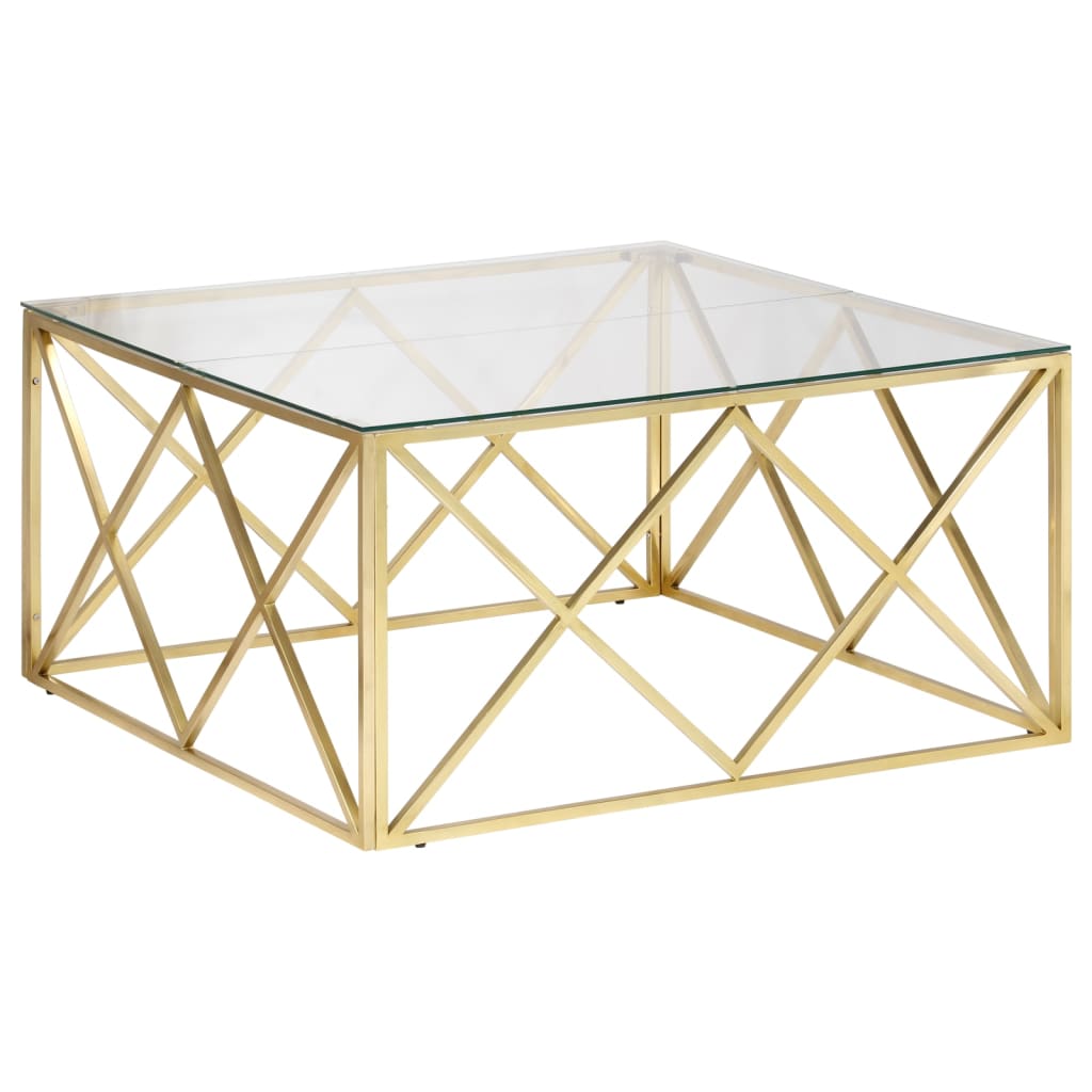 Table basse doré acier inoxydable et verre trempé Tables basses vidaXL