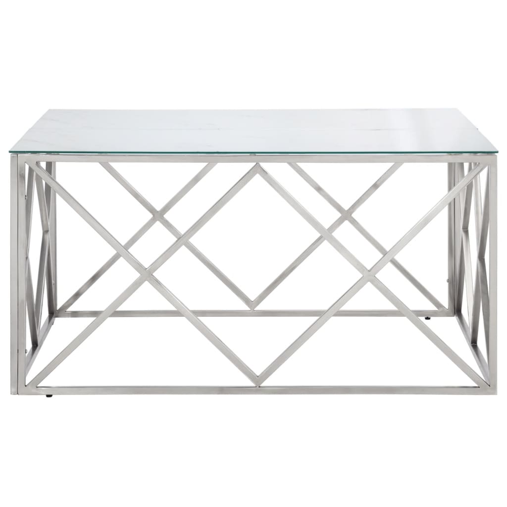 Table basse argenté acier inoxydable et verre trempé Tables basses vidaXL