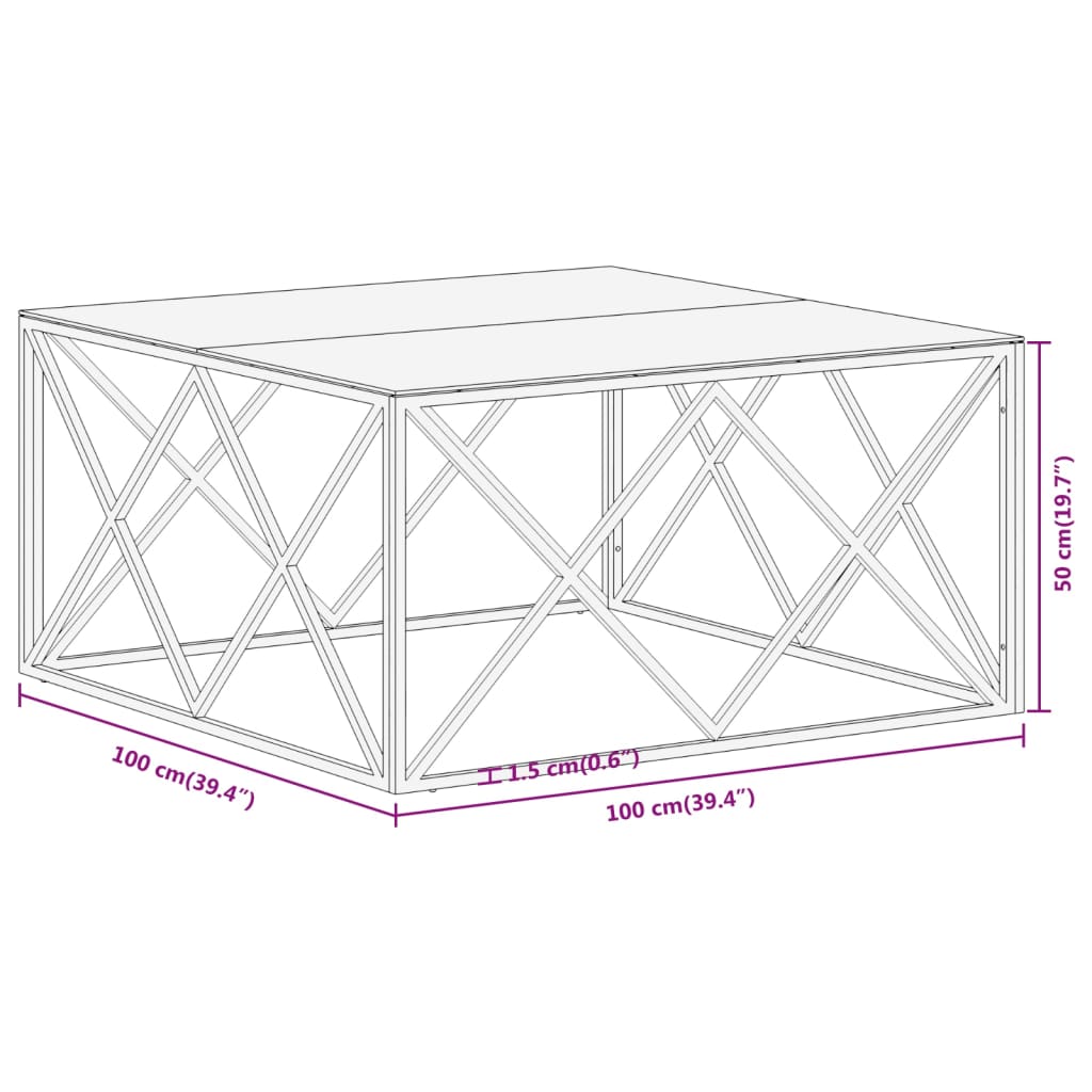 Table basse doré acier inoxydable et verre trempé - XIOS